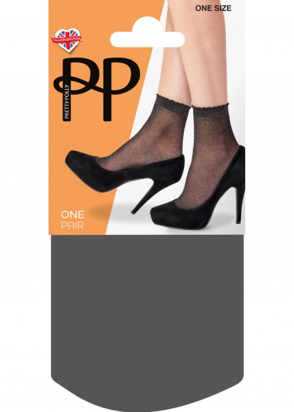 Pretty Polly Sparkly Mesh Anklet - Měkké ponožky s metalickými vlákny pro elegantní vzhled a síťovaným designem